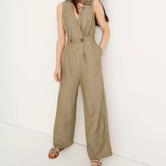 Madewell Pants - Madewell Linen Button-Waist Wide Leg Jumpsuit